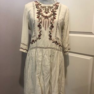 Anthropologie Deby Debo Malte Embroidered Dress M